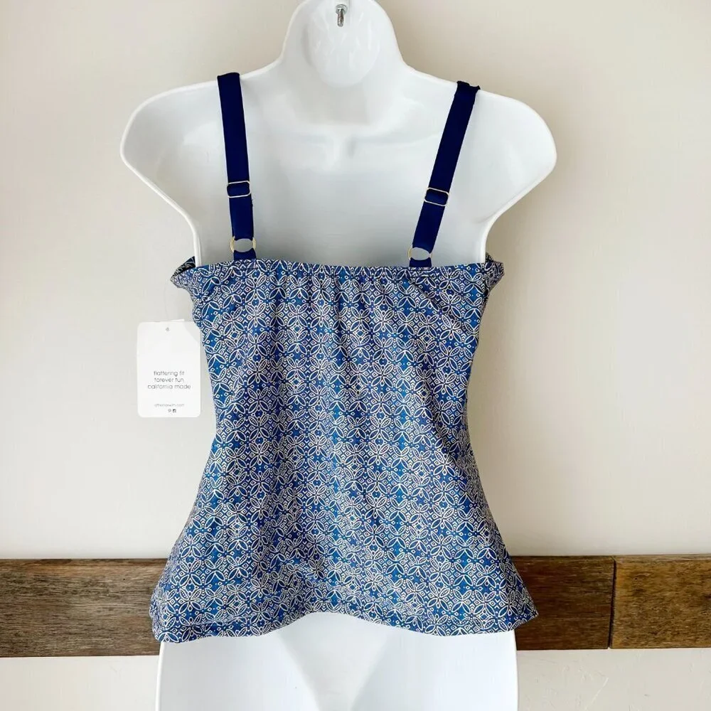 NWT Athena Swim Cami Top‎ Bathing Suit Blue Mandala NEW 32D